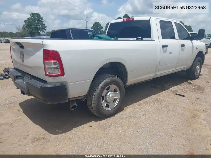 2022 Ram 2500 Tradesman 4X4 8' Box VIN: 3C6UR5HL5NG322968 Lot: 45686904