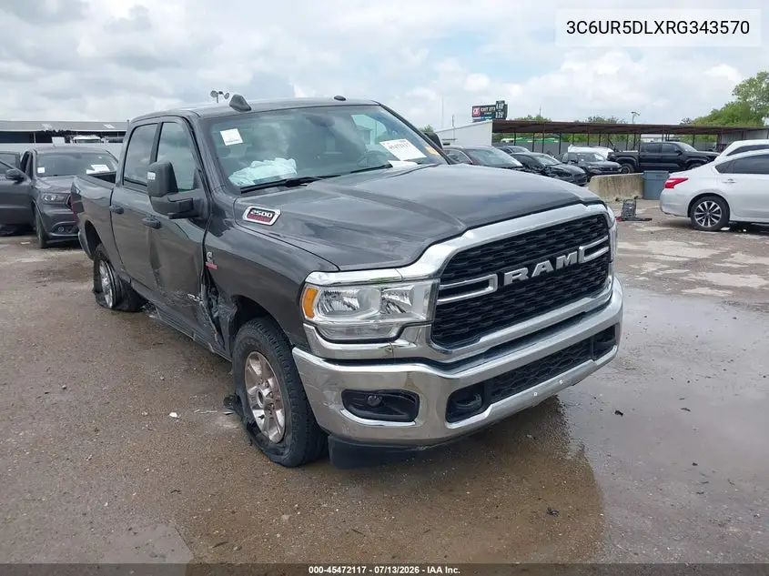 2024 Ram 2500 Big Horn 4X4 6'4 Box VIN: 3C6UR5DLXRG343570 Lot: 45472117