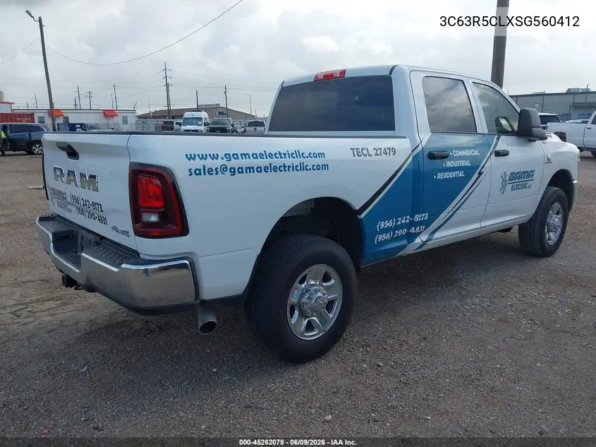 2025 Ram 2500 Tradesman 4X4 6'4 Box VIN: 3C63R5CLXSG560412 Lot: 45262078