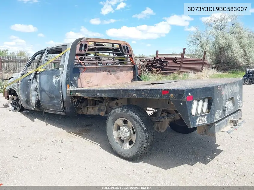 2011 Ram Ram 3500 Laramie Longhorn Edition VIN: 3D73Y3CL9BG583007 Lot: 45245321