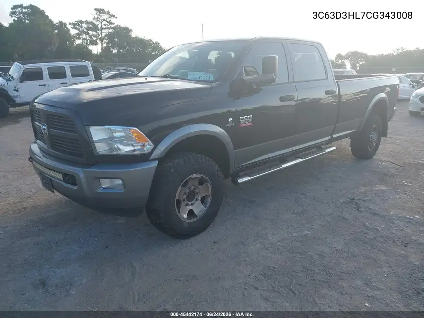 2012 Ram 3500 Outdoorsman VIN: 3C63D3HL7CG343008 Lot: 45442174