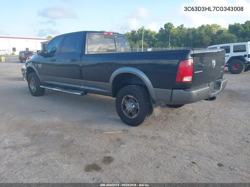 2012 Ram 3500 Outdoorsman VIN: 3C63D3HL7CG343008 Lot: 45442174
