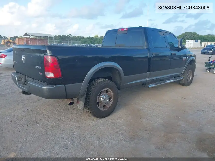 2012 Ram 3500 Outdoorsman VIN: 3C63D3HL7CG343008 Lot: 45442174