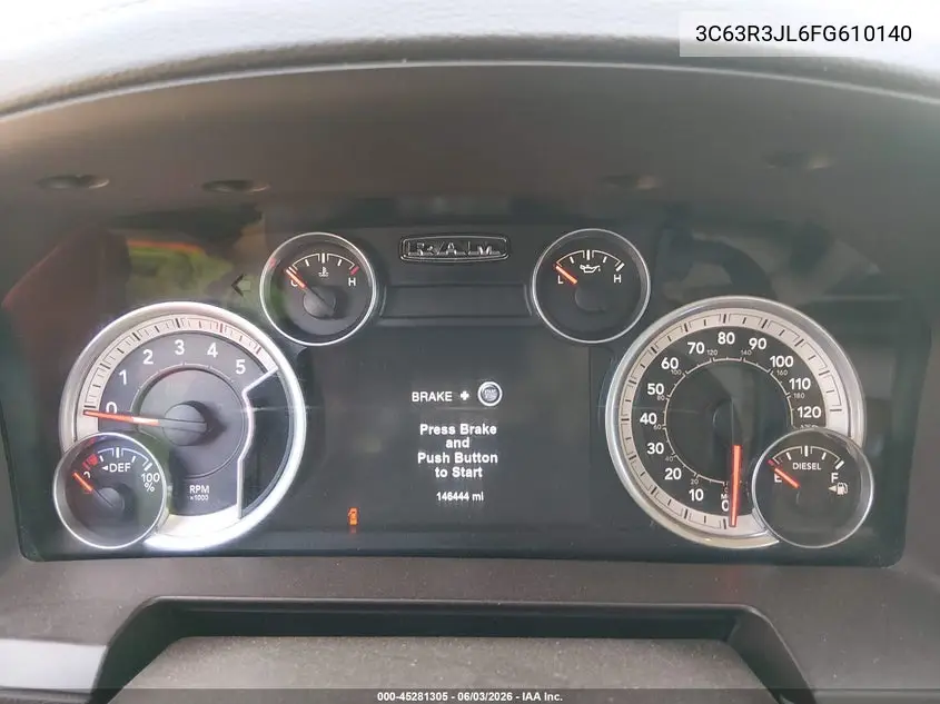 2015 Ram 3500 Laramie VIN: 3C63R3JL6FG610140 Lot: 45281305