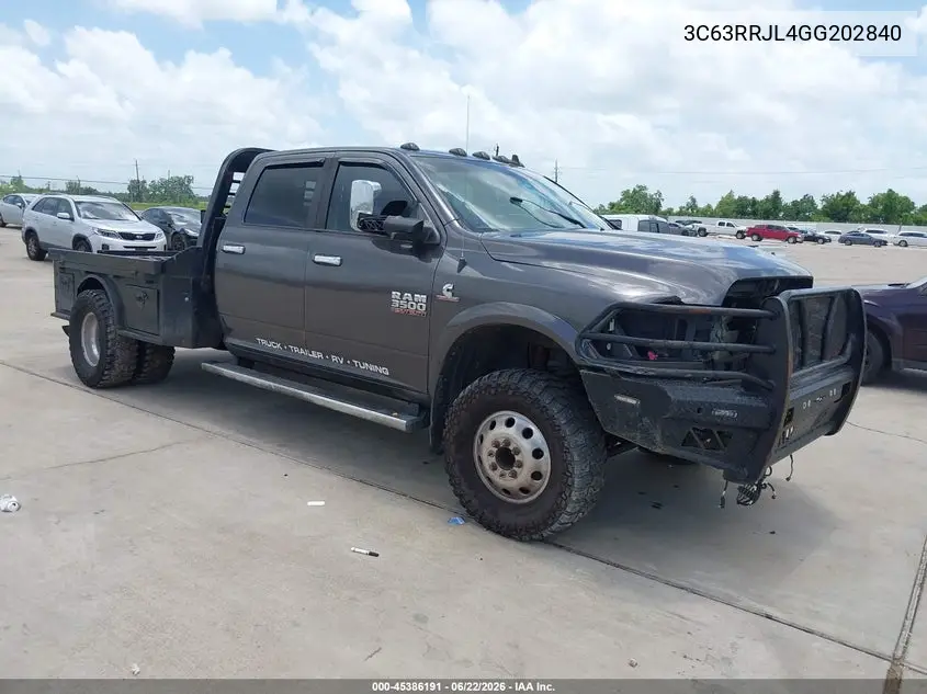 2016 Ram 3500 Laramie VIN: 3C63RRJL4GG202840 Lot: 45386191