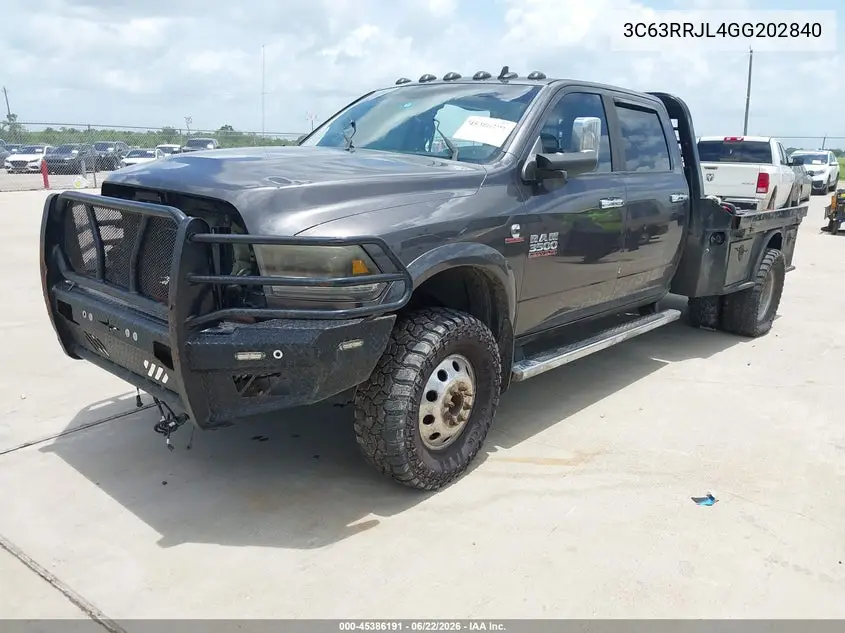 2016 Ram 3500 Laramie VIN: 3C63RRJL4GG202840 Lot: 45386191