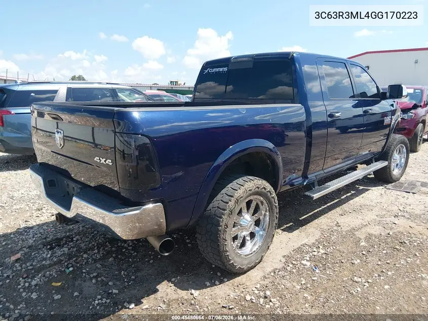 2016 Ram 3500 Laramie VIN: 3C63R3ML4GG170223 Lot: 45480664