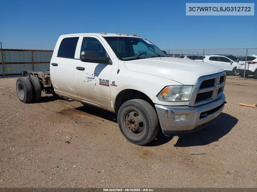 2018 Ram 3500 Chassis Tradesman/Slt/Laramie VIN: 3C7WRTCL8JG312722 Lot: 45331925