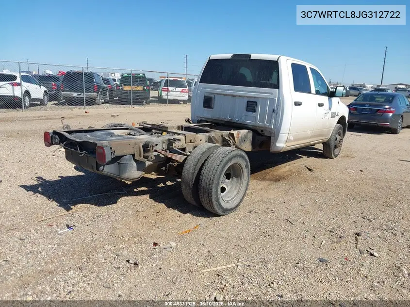 2018 Ram 3500 Chassis Tradesman/Slt/Laramie VIN: 3C7WRTCL8JG312722 Lot: 45331925