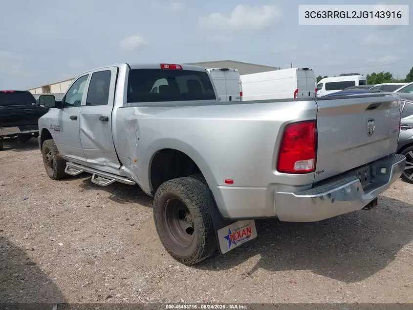 2018 Ram 3500 Tradesman 4X4 8' Box VIN: 3C63RRGL2JG143916 Lot: 45453716