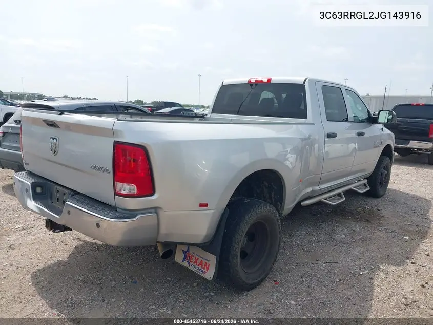 2018 Ram 3500 Tradesman 4X4 8' Box VIN: 3C63RRGL2JG143916 Lot: 45453716