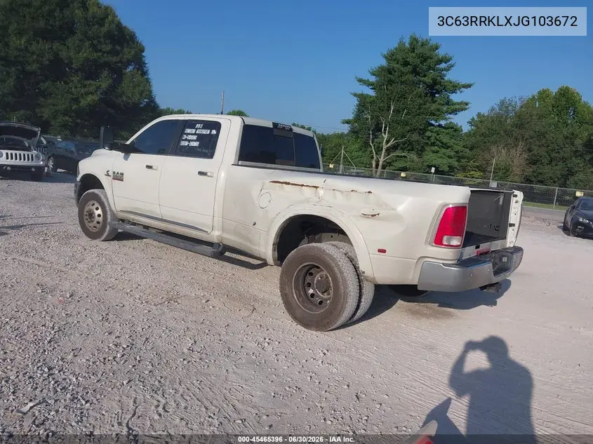 2018 Ram 3500 Limited 4X4 8' Box VIN: 3C63RRKLXJG103672 Lot: 45465396