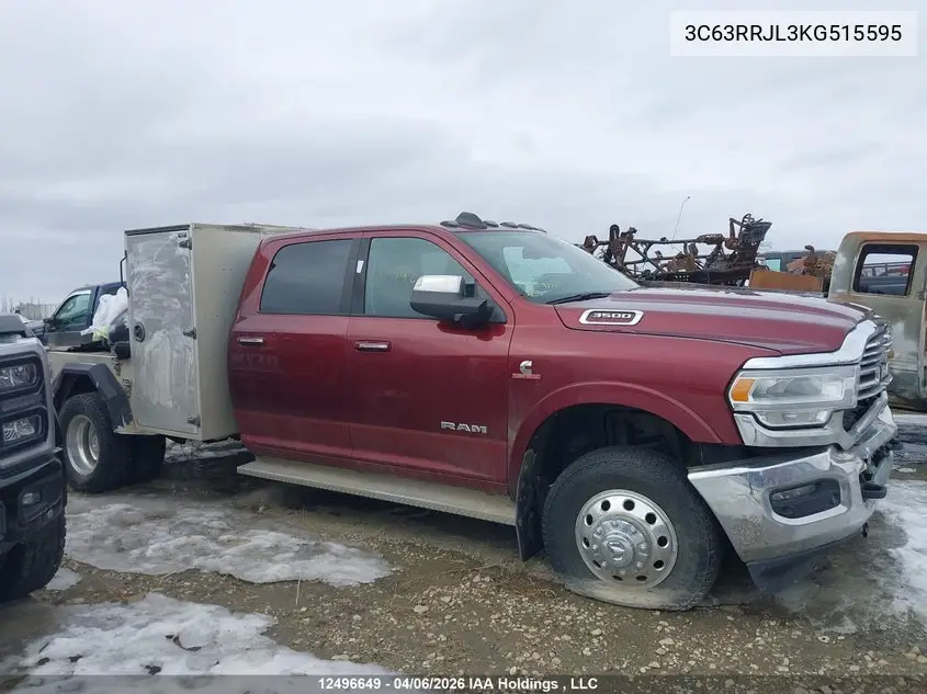 2019 Ram 3500 Laramie VIN: 3C63RRJL3KG515595 Lot: 12496649