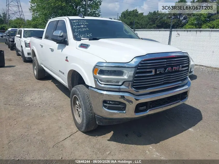2019 Ram 3500 Laramie VIN: 3C63R3EL6KG671203 Lot: 12646244