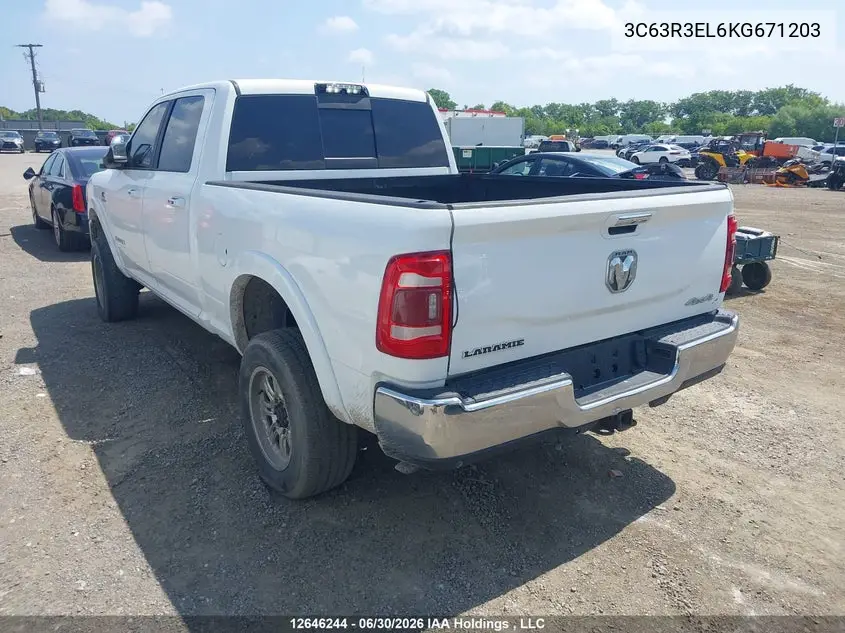 2019 Ram 3500 Laramie VIN: 3C63R3EL6KG671203 Lot: 12646244