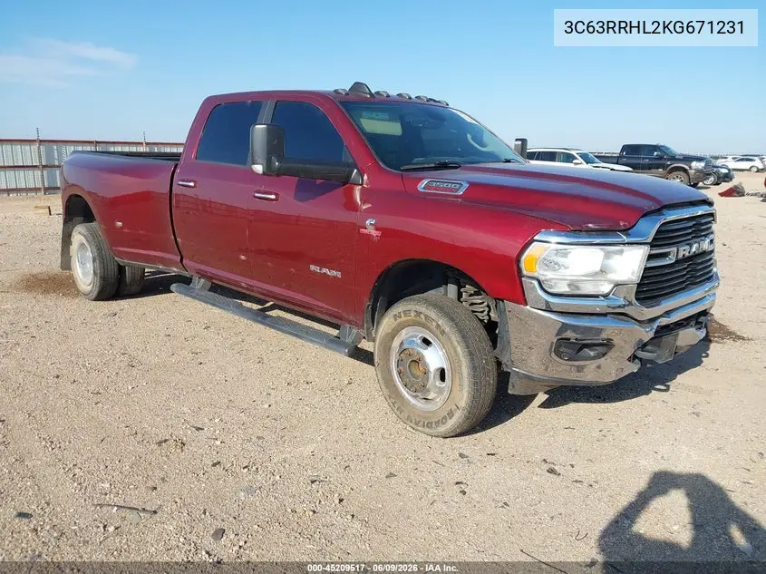 2019 Ram 3500 Big Horn 4X4 8' Box VIN: 3C63RRHL2KG671231 Lot: 45209517