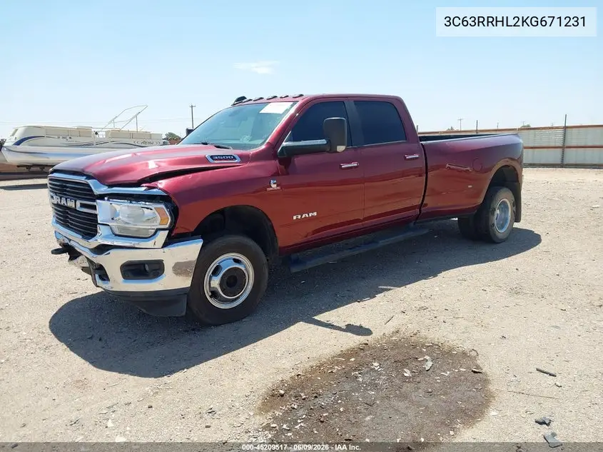 2019 Ram 3500 Big Horn 4X4 8' Box VIN: 3C63RRHL2KG671231 Lot: 45209517
