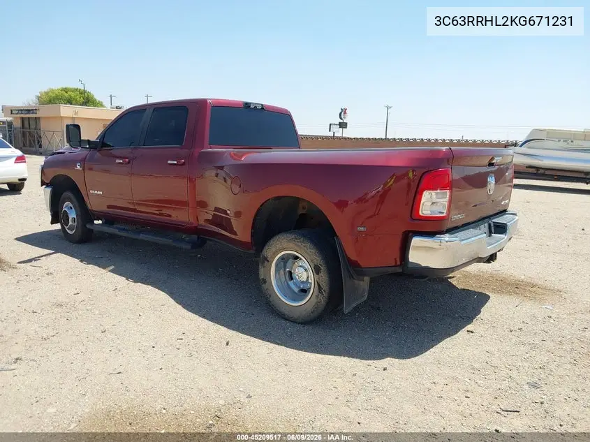 2019 Ram 3500 Big Horn 4X4 8' Box VIN: 3C63RRHL2KG671231 Lot: 45209517