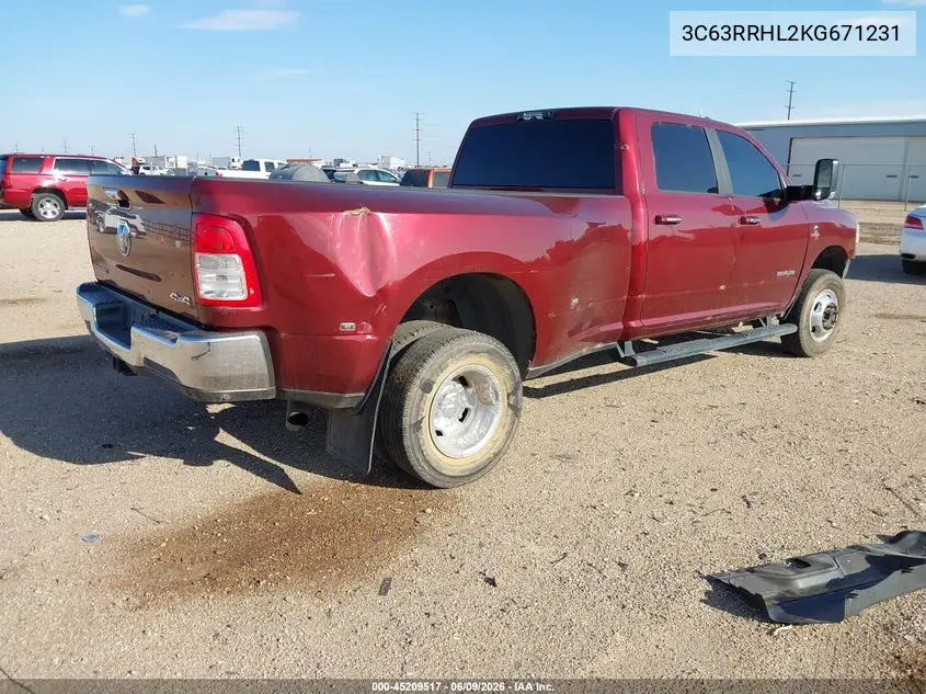 2019 Ram 3500 Big Horn 4X4 8' Box VIN: 3C63RRHL2KG671231 Lot: 45209517