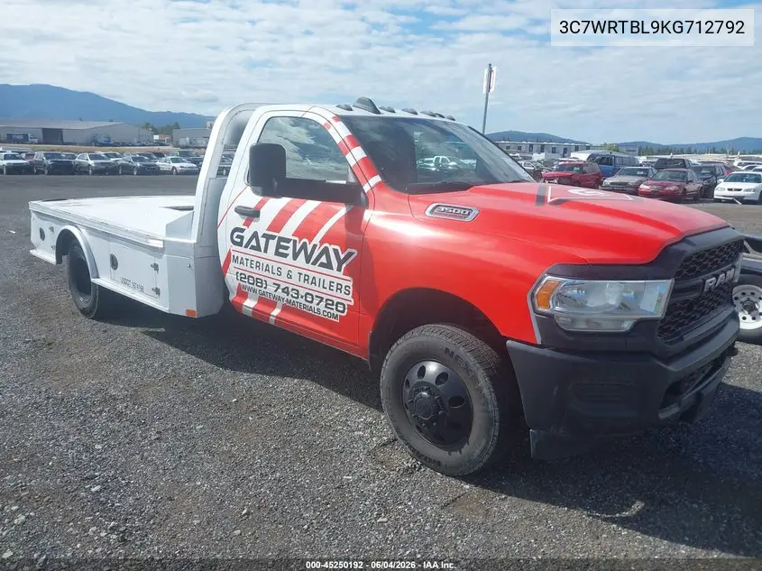 2019 Ram 3500 Chassis Tradesman/Slt VIN: 3C7WRTBL9KG712792 Lot: 45250192