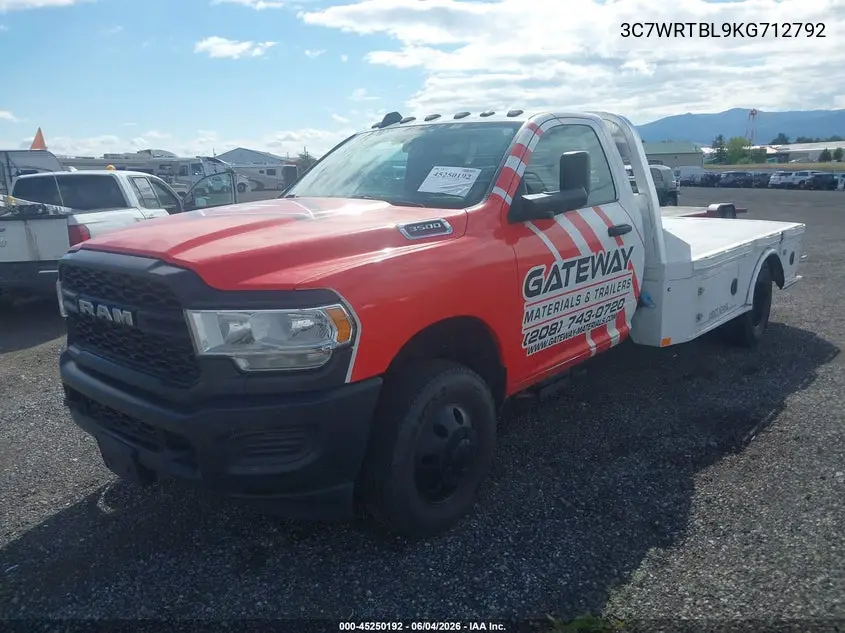 2019 Ram 3500 Chassis Tradesman/Slt VIN: 3C7WRTBL9KG712792 Lot: 45250192