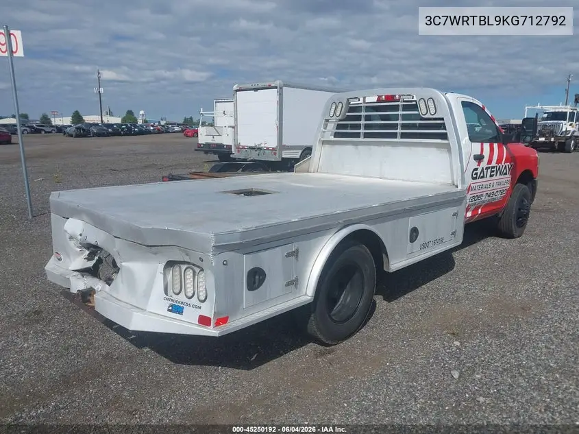 2019 Ram 3500 Chassis Tradesman/Slt VIN: 3C7WRTBL9KG712792 Lot: 45250192