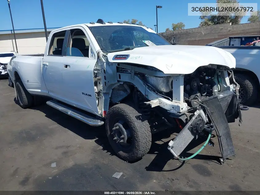 2019 Ram 3500 Big Horn 4X4 8' Box VIN: 3C63RRHL2KG667972 Lot: 45311590