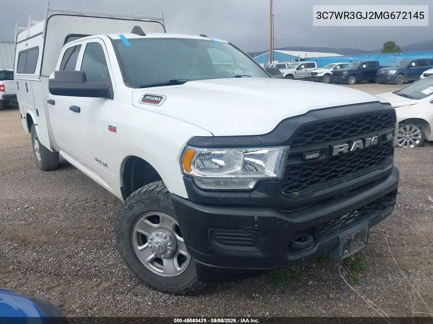 2021 Ram 3500 Tradesman 4X4 8' Box VIN: 3C7WR3GJ2MG672145 Lot: 45043471