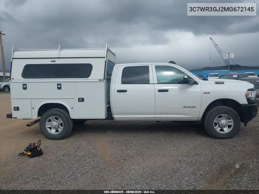2021 Ram 3500 Tradesman 4X4 8' Box VIN: 3C7WR3GJ2MG672145 Lot: 45043471