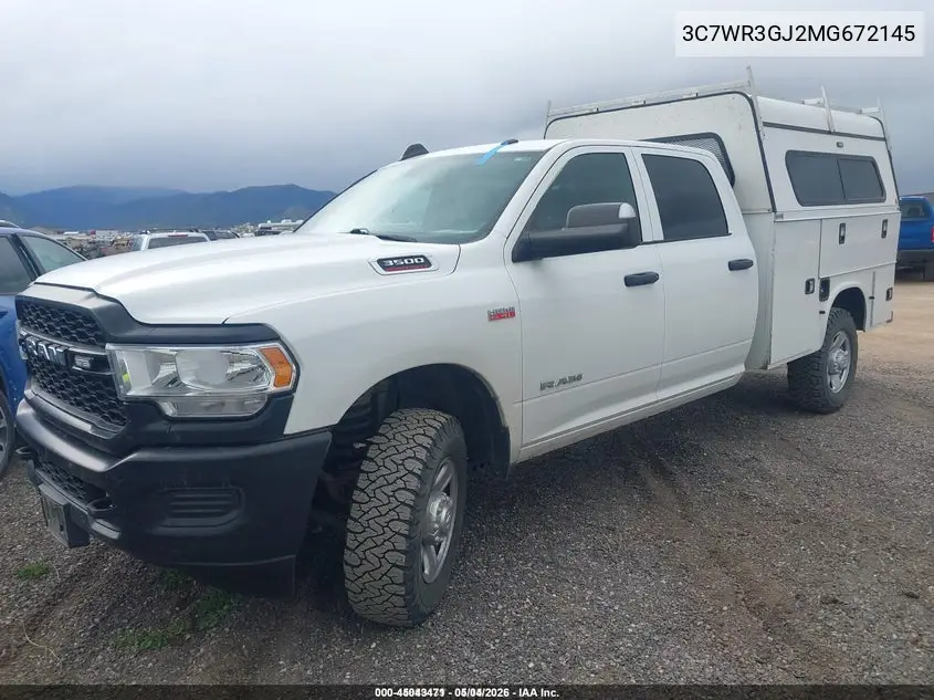 2021 Ram 3500 Tradesman 4X4 8' Box VIN: 3C7WR3GJ2MG672145 Lot: 45043471