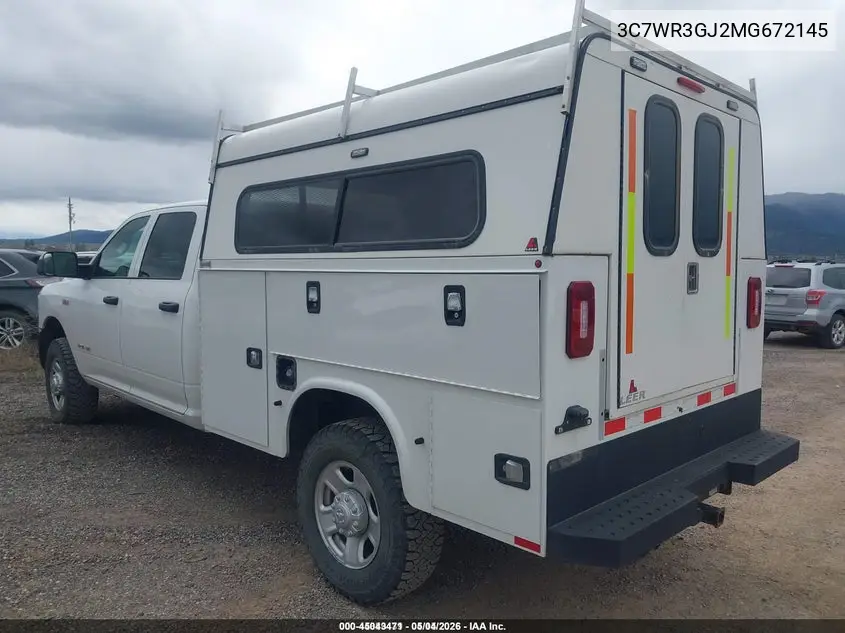2021 Ram 3500 Tradesman 4X4 8' Box VIN: 3C7WR3GJ2MG672145 Lot: 45043471