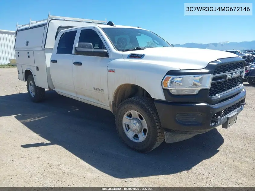 2021 Ram 3500 Tradesman 4X4 8' Box VIN: 3C7WR3GJ4MG672146 Lot: 45043861