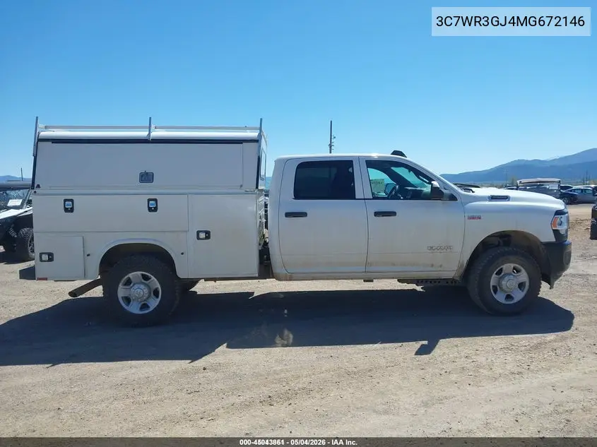 2021 Ram 3500 Tradesman 4X4 8' Box VIN: 3C7WR3GJ4MG672146 Lot: 45043861
