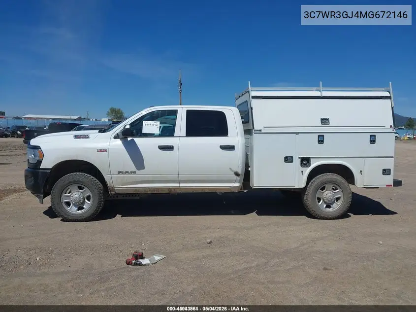 2021 Ram 3500 Tradesman 4X4 8' Box VIN: 3C7WR3GJ4MG672146 Lot: 45043861