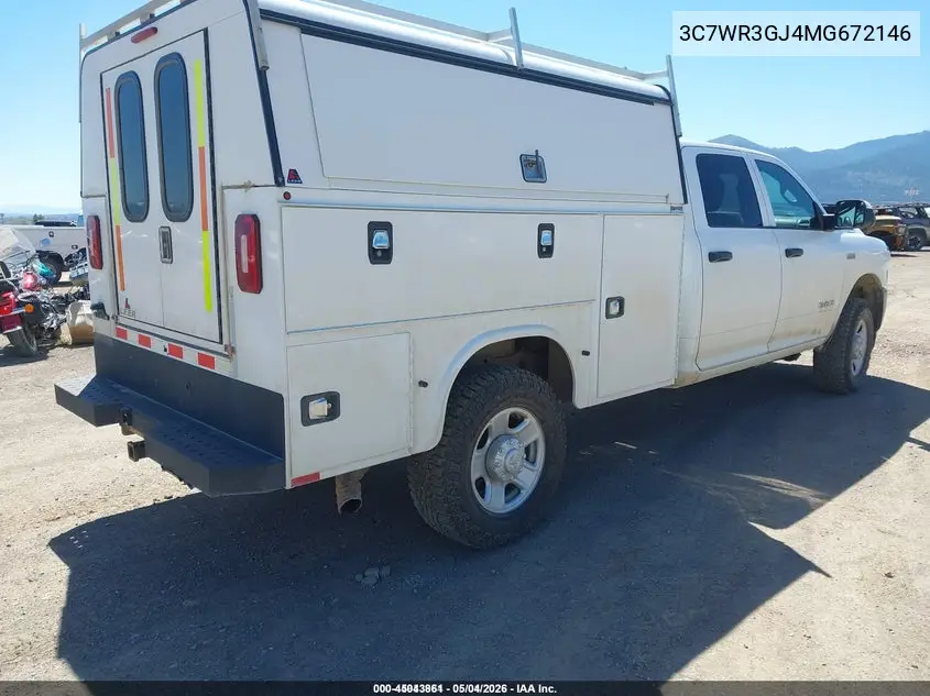 2021 Ram 3500 Tradesman 4X4 8' Box VIN: 3C7WR3GJ4MG672146 Lot: 45043861