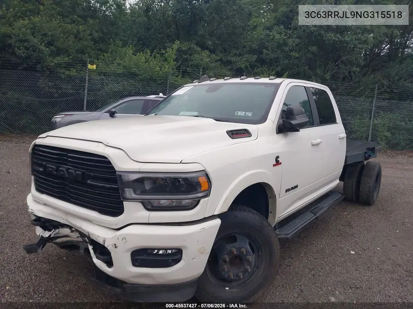 2022 Ram 3500 Laramie 4X4 8' Box VIN: 3C63RRJL9NG315518 Lot: 45537427
