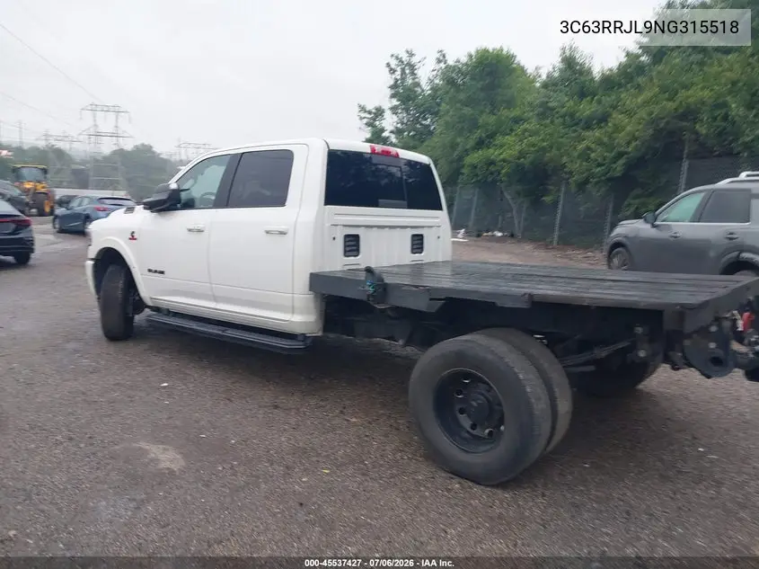 2022 Ram 3500 Laramie 4X4 8' Box VIN: 3C63RRJL9NG315518 Lot: 45537427