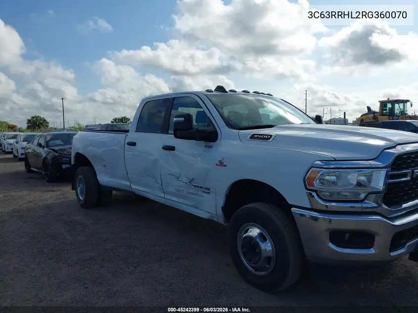 2024 Ram 3500 Big Horn 4X4 8' Box VIN: 3C63RRHL2RG360070 Lot: 45242399