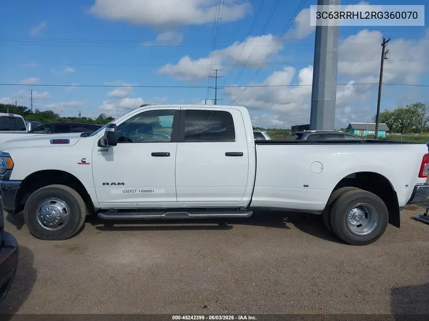 2024 Ram 3500 Big Horn 4X4 8' Box VIN: 3C63RRHL2RG360070 Lot: 45242399