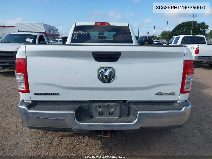 2024 Ram 3500 Big Horn 4X4 8' Box VIN: 3C63RRHL2RG360070 Lot: 45242399