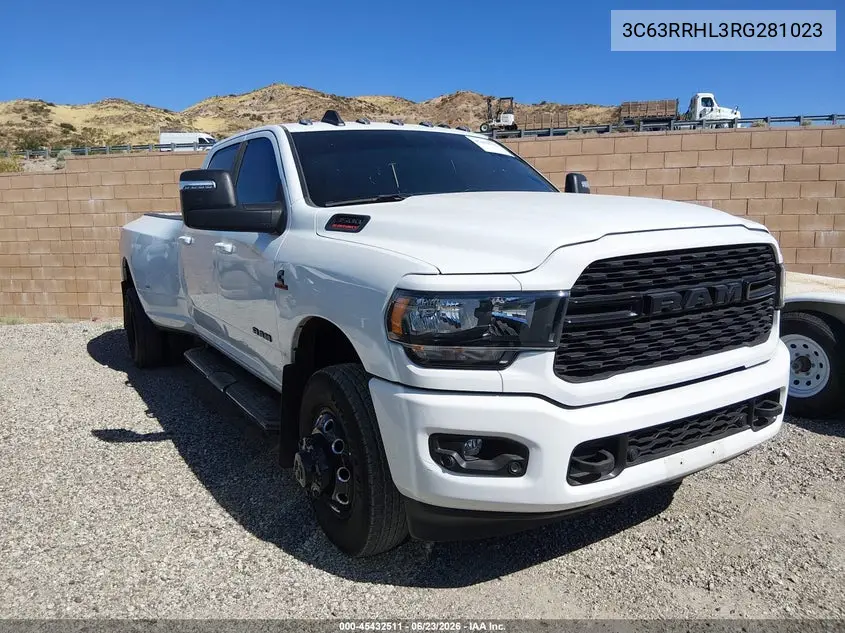 2024 Ram 3500 Big Horn 4X4 8' Box VIN: 3C63RRHL3RG281023 Lot: 45432511