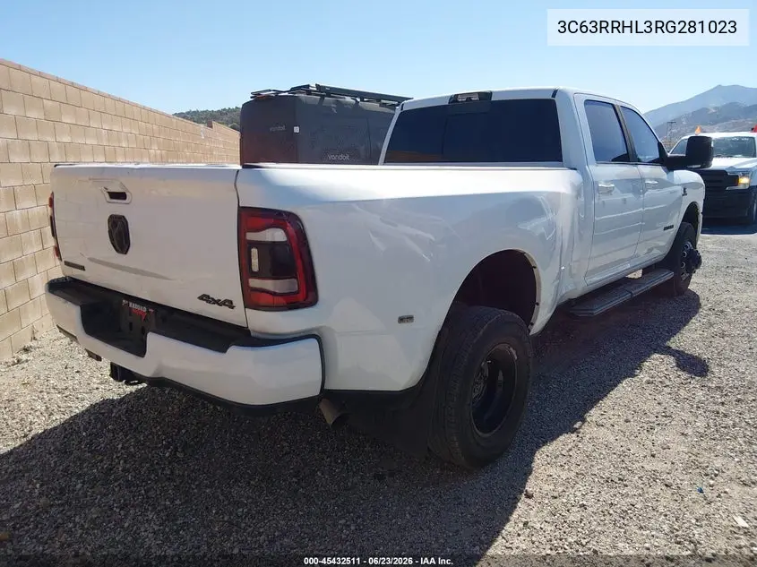 2024 Ram 3500 Big Horn 4X4 8' Box VIN: 3C63RRHL3RG281023 Lot: 45432511