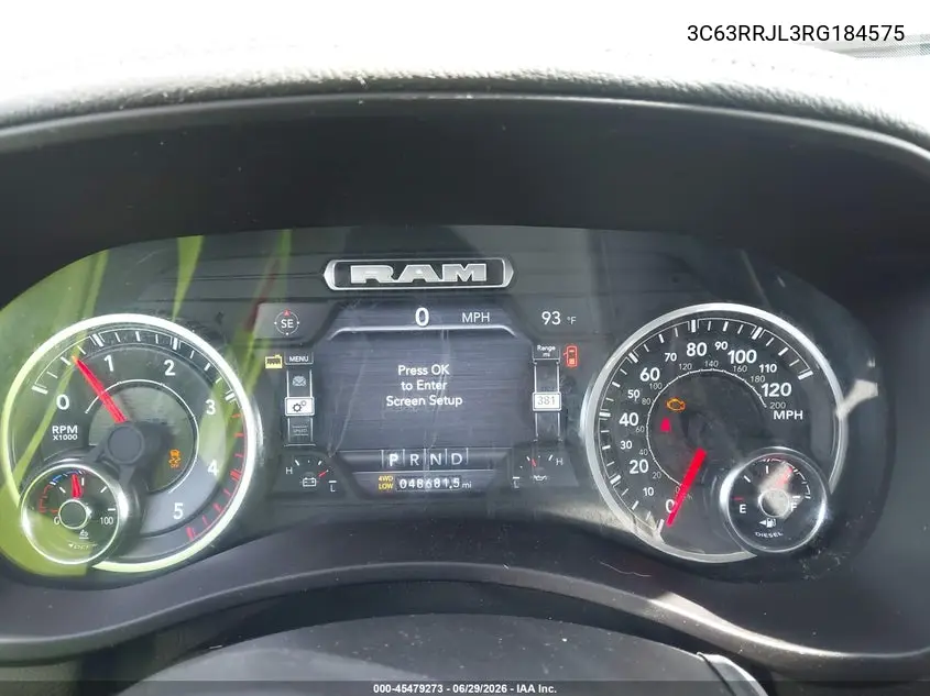 2024 Ram 3500 Laramie 4X4 8' Box VIN: 3C63RRJL3RG184575 Lot: 45479273
