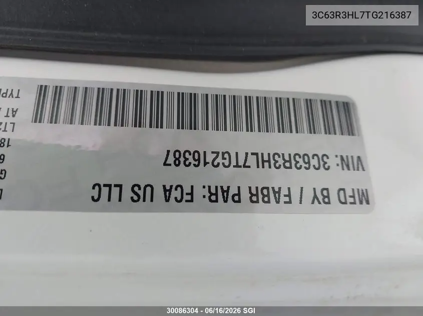 2026 Ram 3500 Big Horn VIN: 3C63R3HL7TG216387 Lot: 30086304