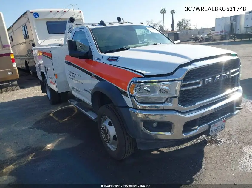 2019 Ram 4500 Chassis Tradesman/Slt VIN: 3C7WRLAL8KG531748 Lot: 44135316