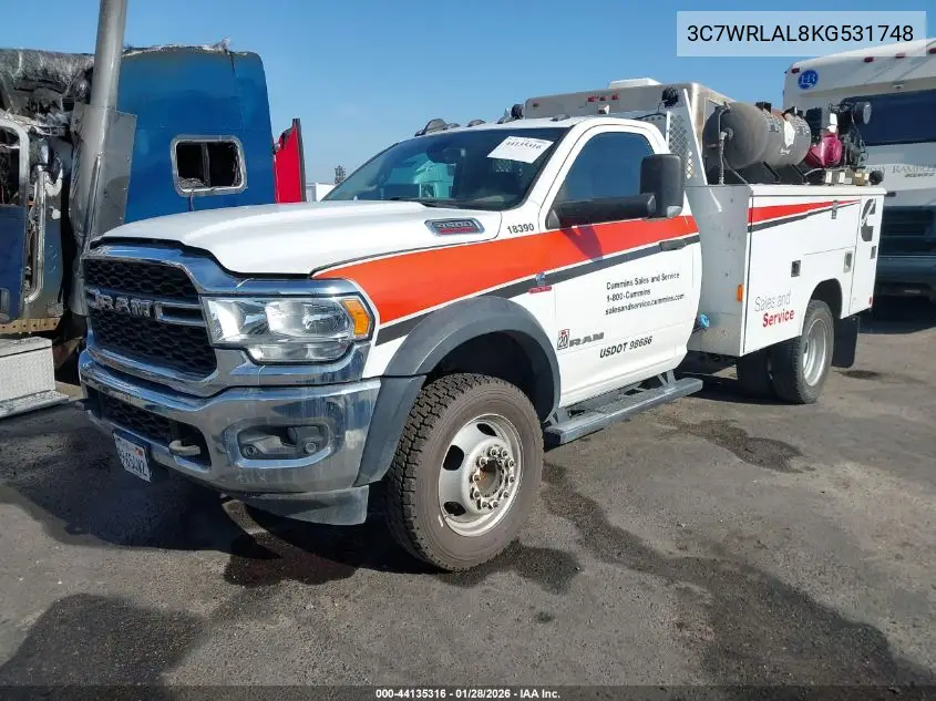 2019 Ram 4500 Chassis Tradesman/Slt VIN: 3C7WRLAL8KG531748 Lot: 44135316