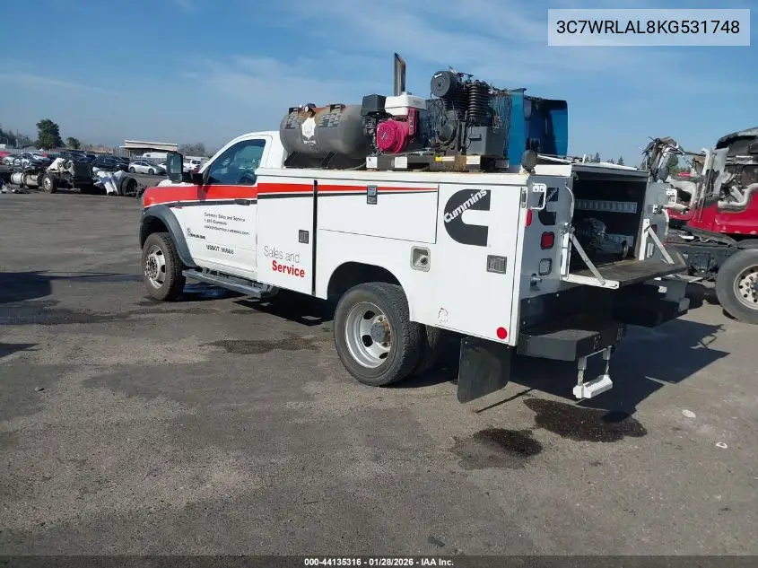 2019 Ram 4500 Chassis Tradesman/Slt VIN: 3C7WRLAL8KG531748 Lot: 44135316