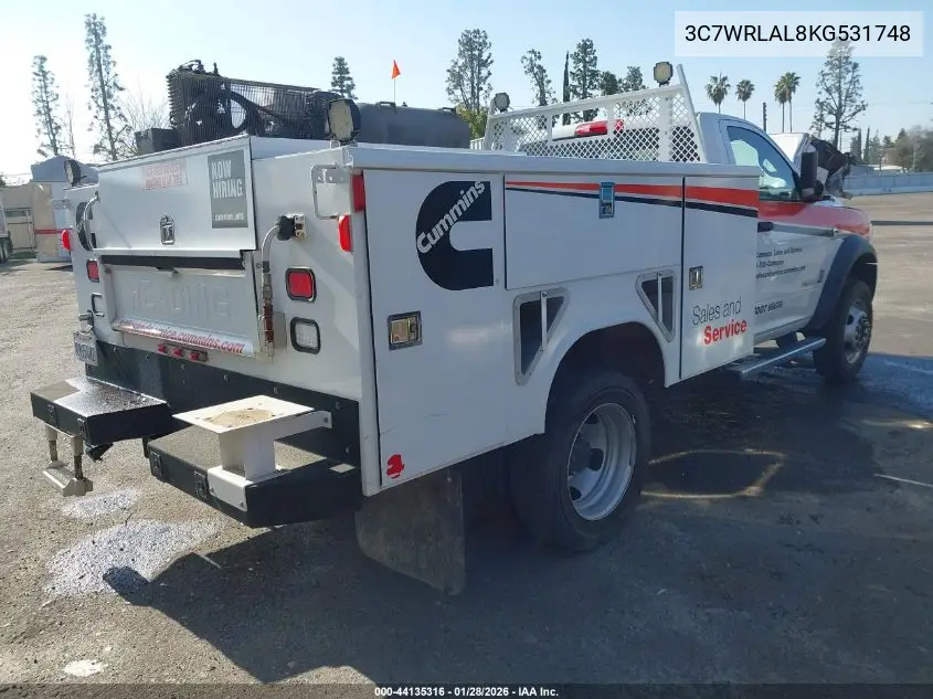 2019 Ram 4500 Chassis Tradesman/Slt VIN: 3C7WRLAL8KG531748 Lot: 44135316