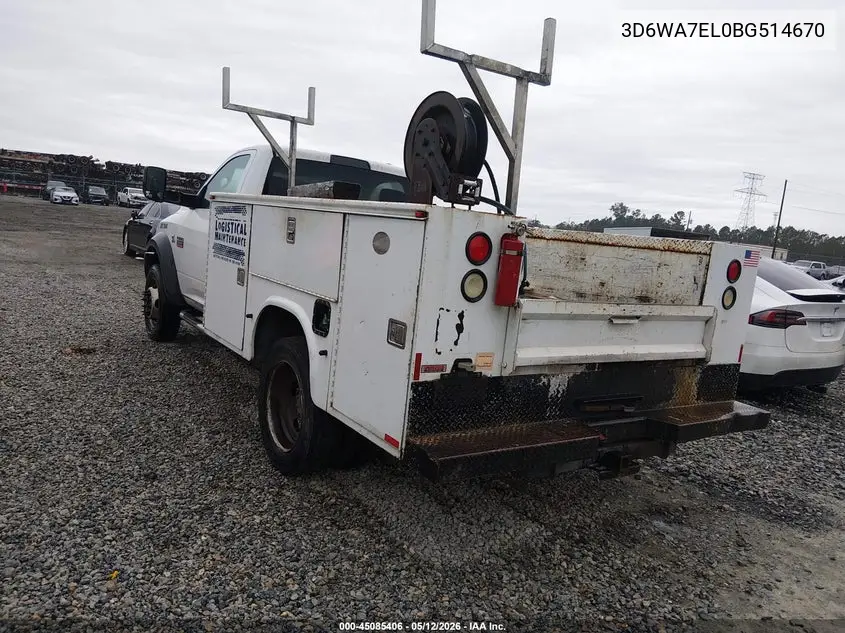 2011 Ram Ram 5500 Hd Chassis St/Slt VIN: 3D6WA7EL0BG514670 Lot: 45085406