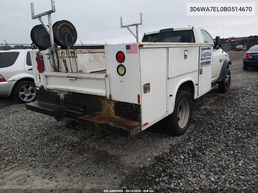 2011 Ram Ram 5500 Hd Chassis St/Slt VIN: 3D6WA7EL0BG514670 Lot: 45085406